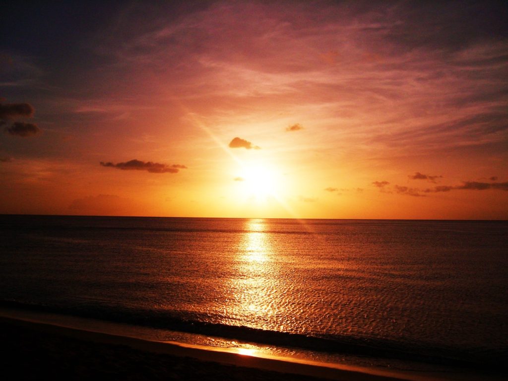 Sunset Sea Ocean Clouds Sun 